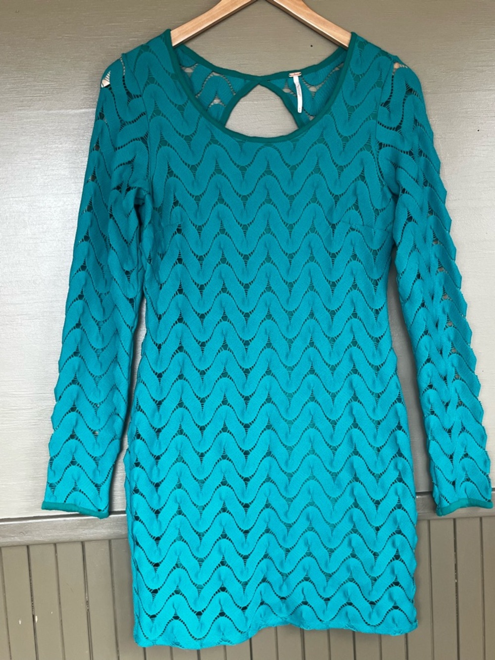 Free People Wild Things Teal Lace Mini Dress Medium